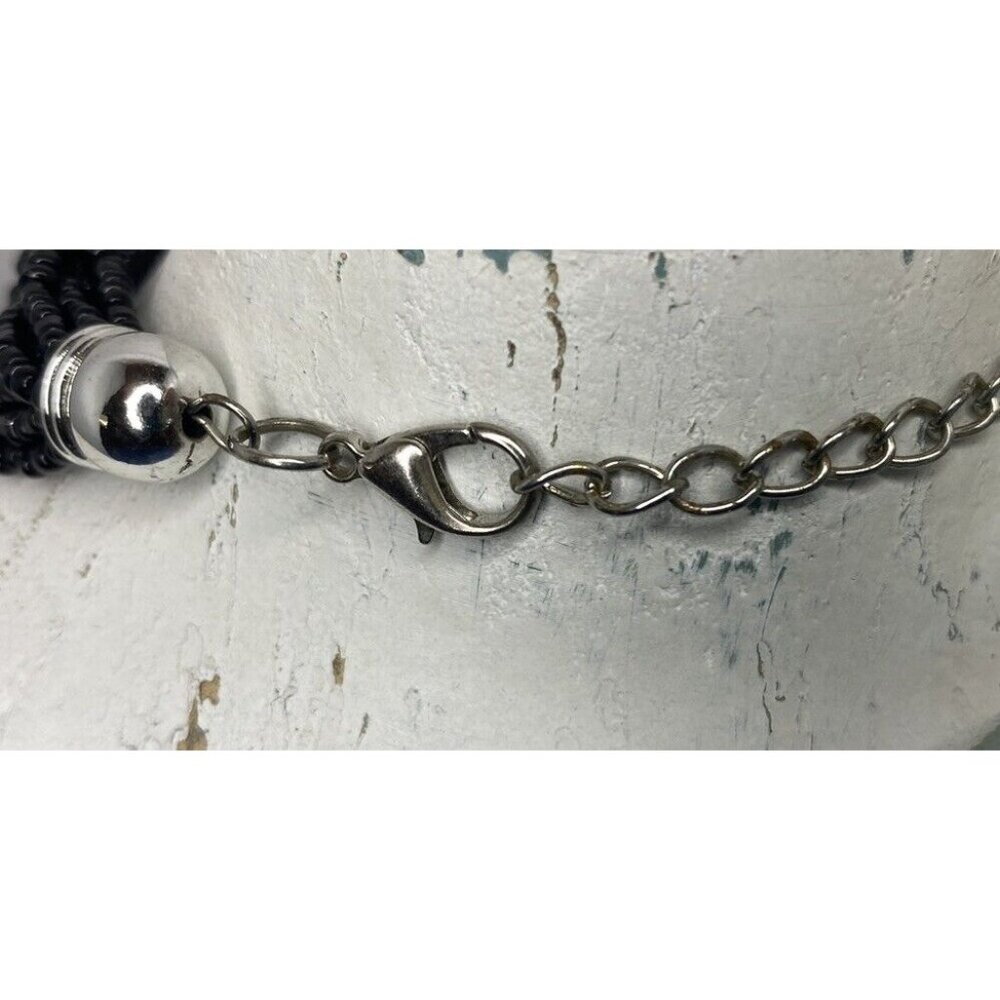 Glass Bead BRACELET Braided Seed Bead Chunky Southwesten Jewelry Black & White - Picture 5 of 5